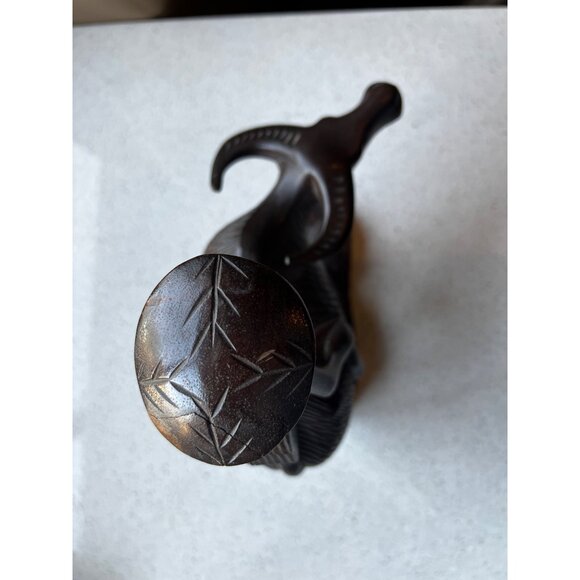 Hand-Carved Wooden Sculpture Of Man On Water Buffalo Vintage - Picture 7 of 15